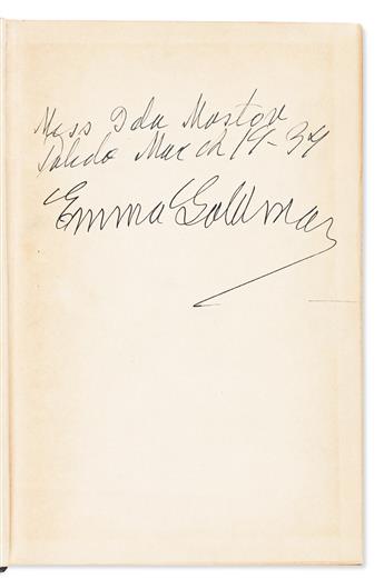 Goldman, Emma (1869-1940) Living My Life, Signed & Inscribed First One Volume Edition.